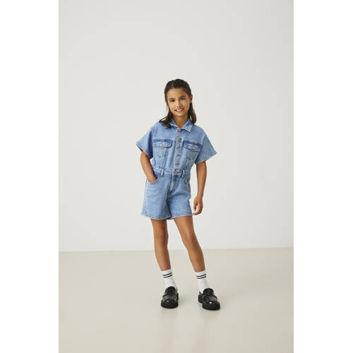 KIDS ONLY GIRL denim playsuit medium blue denim Blauw Effen
