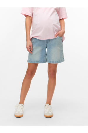 slim regular waist zwangerschaps denim short light blue denim