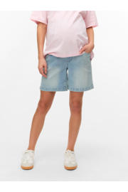 thumbnail: MAMALICIOUS slim regular waist zwangerschaps denim short light blue denim
