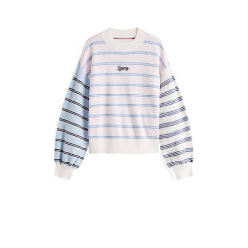 Tommy Hilfiger gebreide trui blauw Meisjes Polyamide Ronde hals Streep