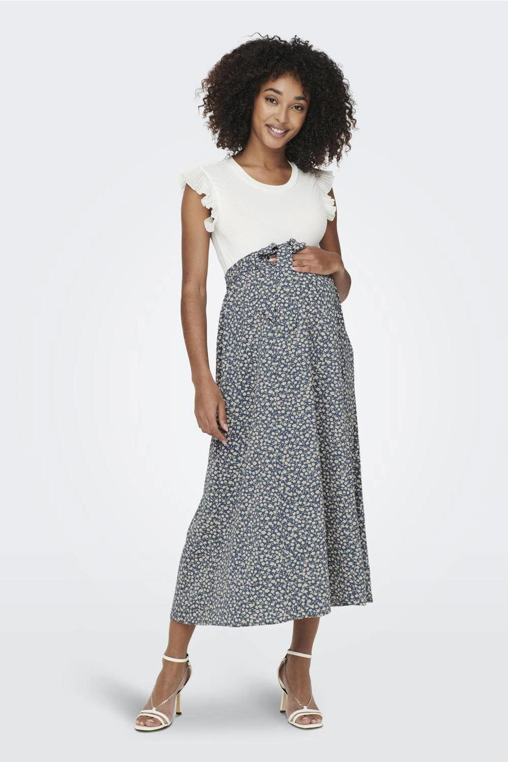 ONLY MATERNITY zwangerschaps midi rok blauw