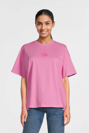zwangerschaps T-shirt roze gebreid
