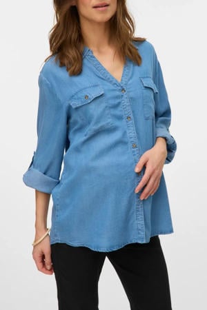 zwangerschaps blouse medium blue denim