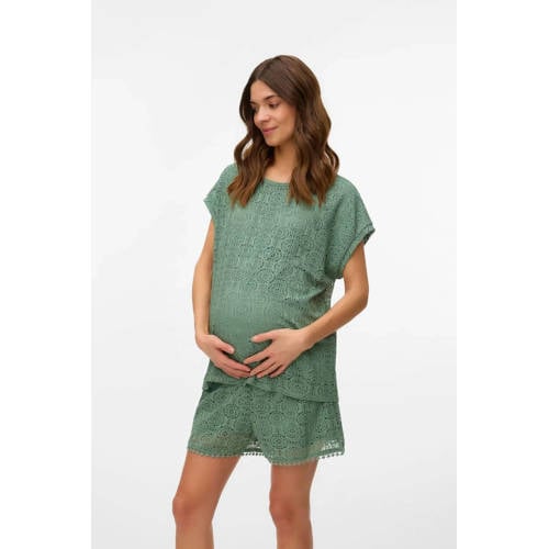 VERO MODA MATERNITY regular low waist zwangerschaps casual short groen gehaakt Korte broek Dames Polyester