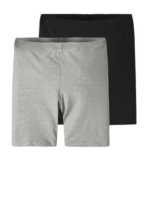 biker short - set van 2 zwart/grijs melange