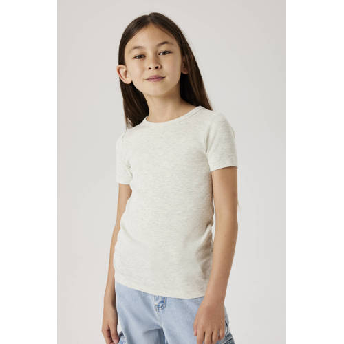NAME IT KIDS mouwloze top ecru rib gebreid Meisjes Stretchkatoen Ronde hals - maat 116 afbeelding