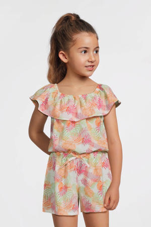 playsuit lichtgroen/roze/wit