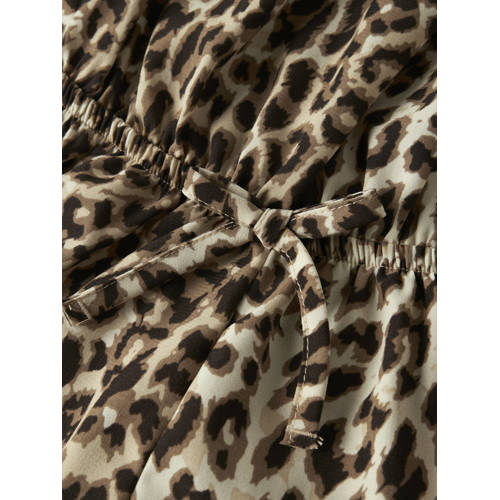 NAME IT KIDS playsuit bruin/zwart Meisjes Polyester Boothals Dierenprint