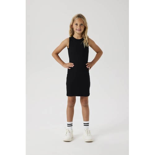 NAME IT KIDS zomerjurk gebreid zwart Meisjes Stretchkatoen Ronde hals Effen - maat 116 afbeelding
