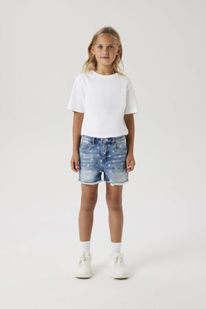 mom denim short medium blue denim