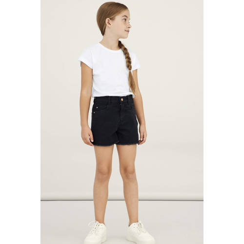 NAME IT KIDS mom denim short black denim Korte broek Zwart Meisjes Stretchdenim - maat 116 afbeelding
