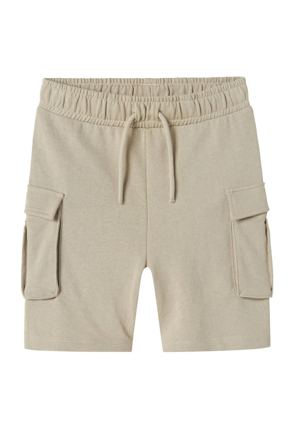 Lichtgrijze jongens NAME IT KIDS sweatshort van katoen met regular fit, elastische tailleband met koord en effen