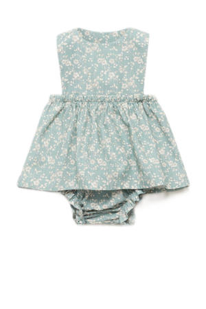 newborn baby jurk met bloomer lichtgroen/beige