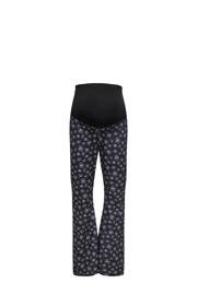 thumbnail: Zwart en witte dames ONLY MATERNITY high waist zwangerschaps flared broek van polyester met elastische tailleband en hartjesprint