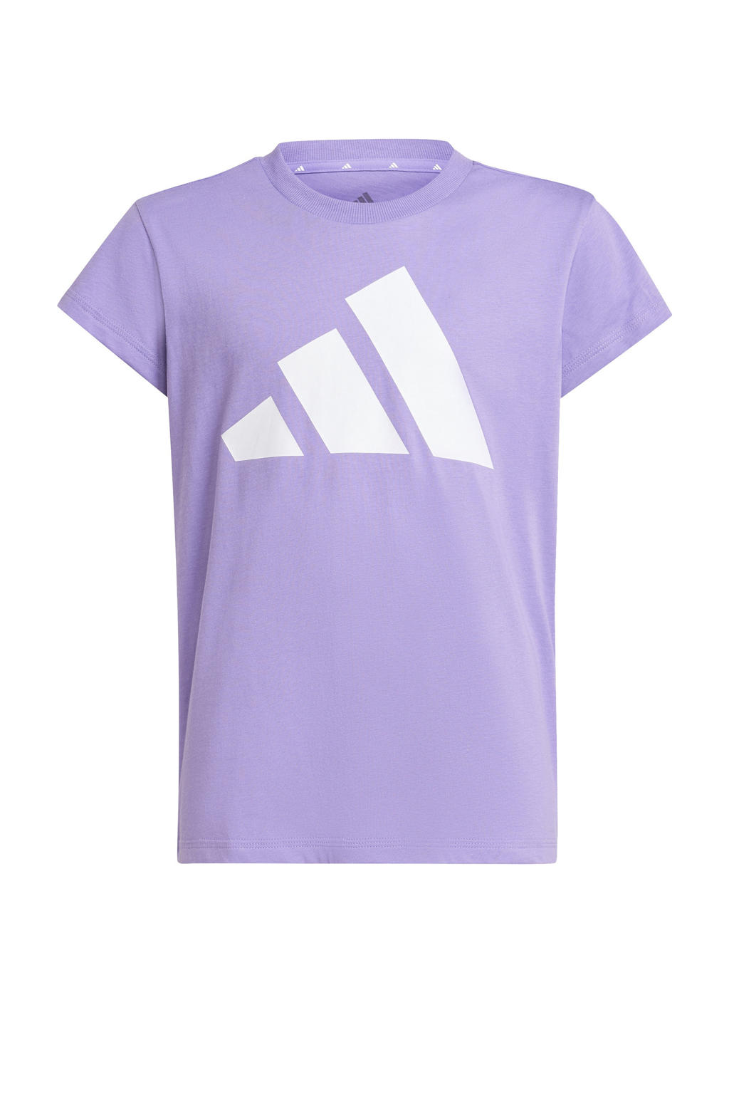 Paarse meisjes adidas Sportswear T-shirt van katoen met logo dessin, korte mouwen en ronde hals