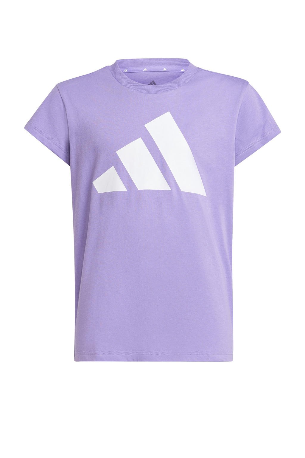 Paarse meisjes adidas Sportswear T-shirt van katoen met logo dessin, korte mouwen en ronde hals