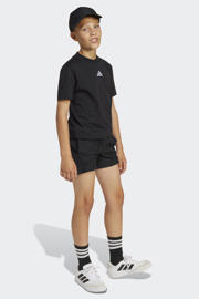 thumbnail: Zwarte jongens en meisjes adidas Sportswear unior short van polyester met elastische tailleband met koord