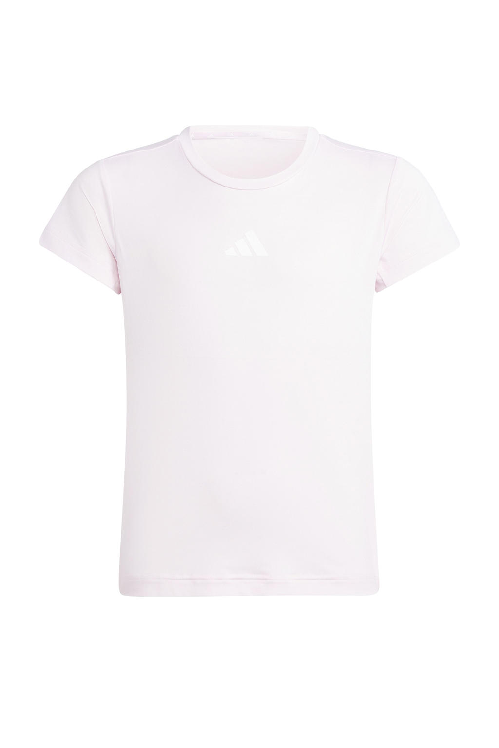 Lichtroze jongens en meisjes adidas Sportswear sportshirt van katoen met printopdruk, korte mouwen en ronde hals