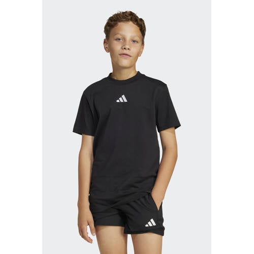 adidas Sportswear T-shirt zwart Jongens/Meisjes Katoen Ronde hals Logo - maat 152 afbeelding