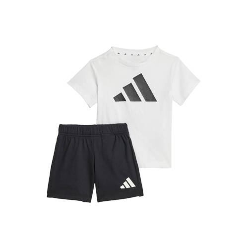 adidas Sportswear shirt + short wit/zwart Joggingpak Jongens/Meisjes Katoen Ronde hals