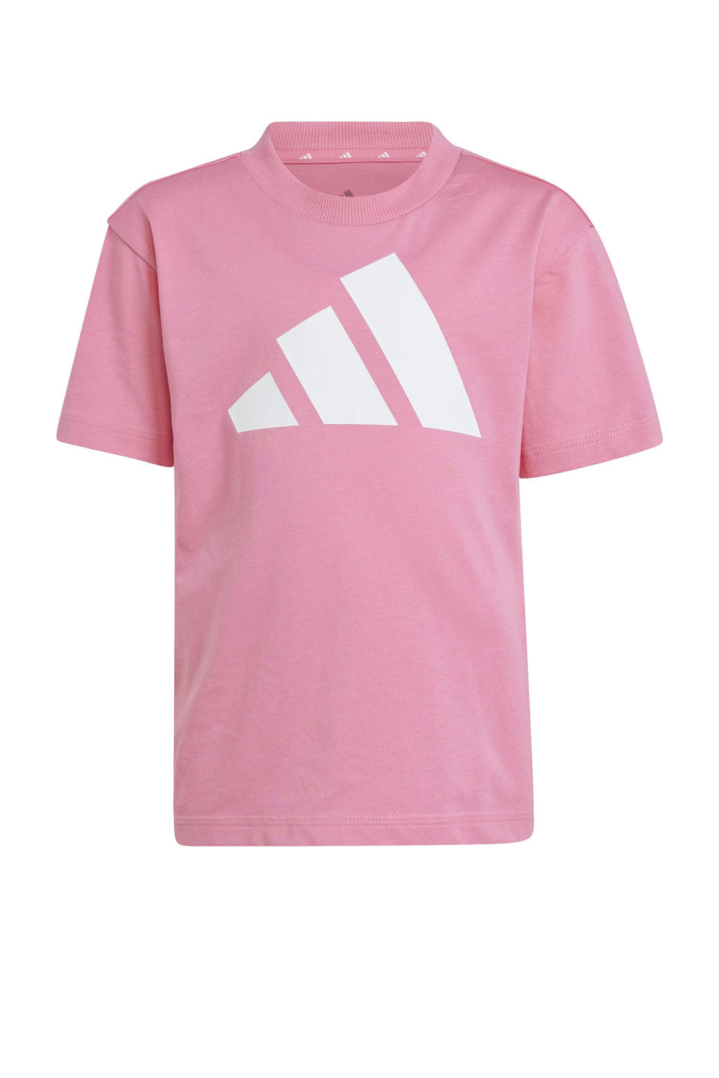 Roze jongens en meisjes adidas Sportswear T-shirt van katoen met logo dessin, korte mouwen en ronde hals