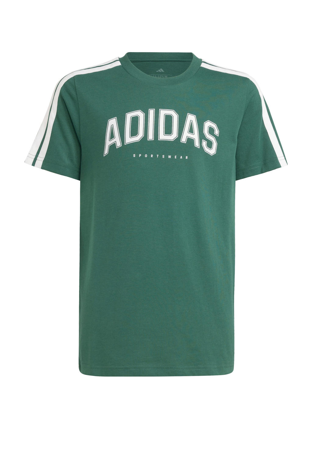 Groen en witte jongens en meisjes adidas Sportswear T-shirt van katoen met logo dessin, korte mouwen en ronde hals