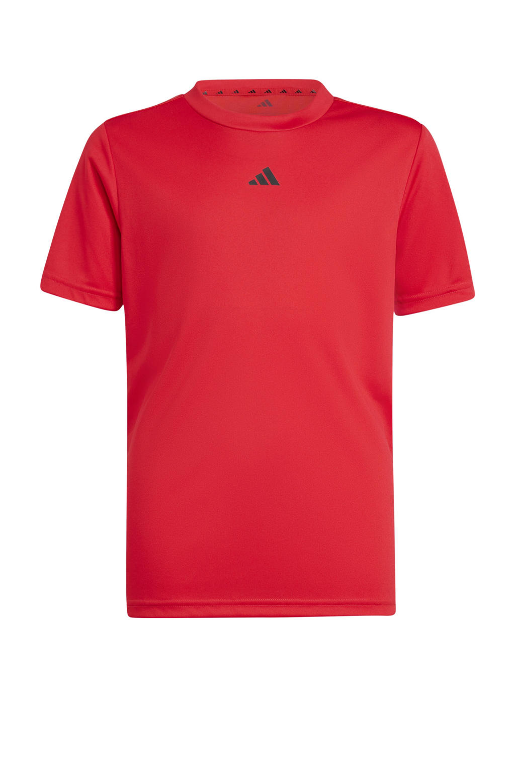 Rood en zwarte jongens en meisjes adidas Sportswear sportshirt van polyester met korte mouwen en ronde hals