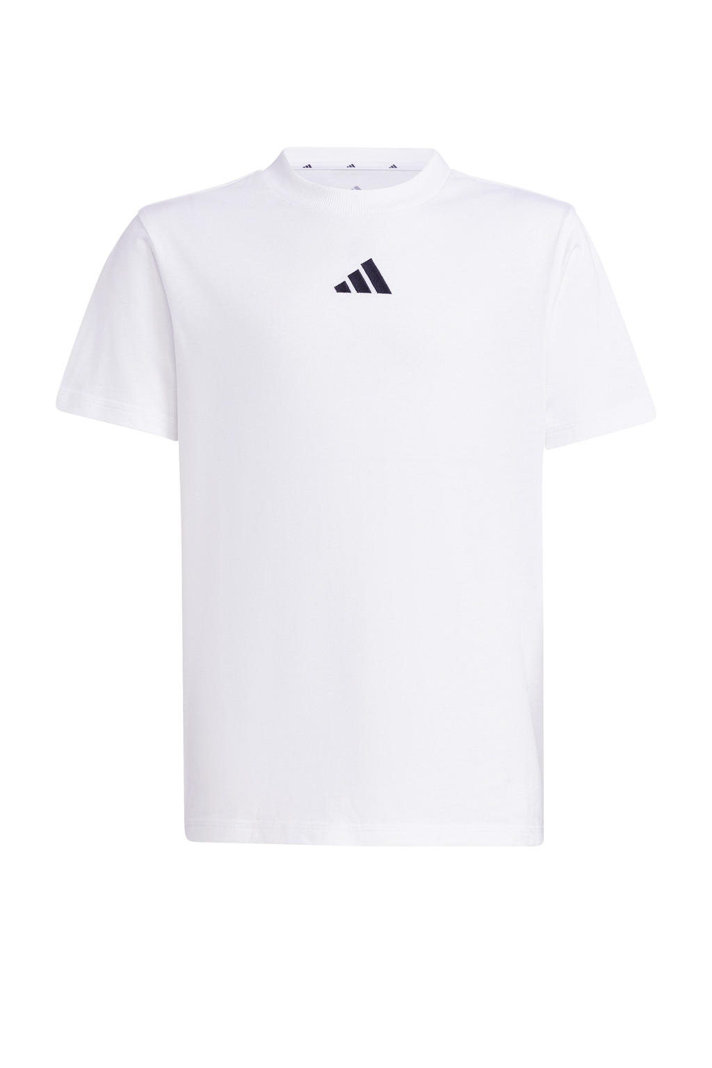Witte jongens en meisjes adidas Sportswear T-shirt van katoen met logo dessin, korte mouwen en ronde hals
