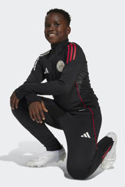 thumbnail: Zwart en rode jongens en meisjes adidas Performance Junior Ajax Amsterdam voetbalshirt Training van polyester met lange mouwen, opstaande kraag en ritssluiting