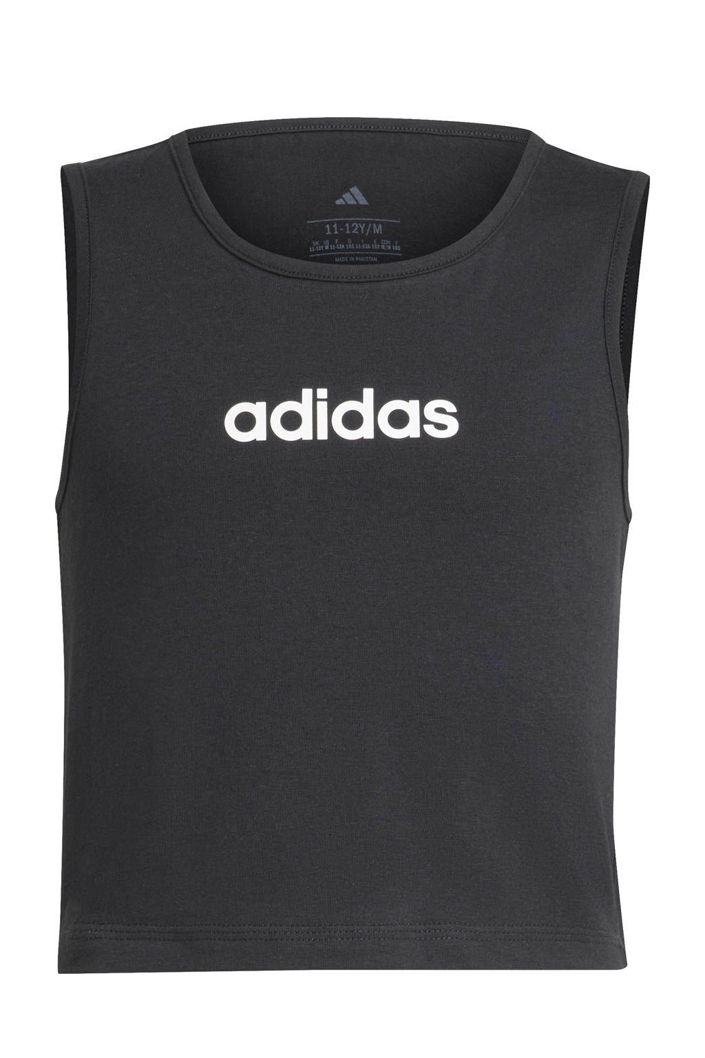 Zwarte meisjes adidas Sportswear top van katoen met logo dessin, korte mouwen en ronde hals