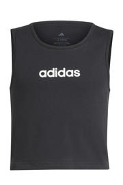 thumbnail: Zwarte meisjes adidas Sportswear top van katoen met logo dessin, korte mouwen en ronde hals