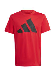 thumbnail: Rode jongens en meisjes adidas Sportswear T-shirt van katoen met logo dessin, korte mouwen en ronde hals