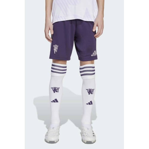 adidas Performance Junior Manchester United voetbalshort Sportbroek Paars Jongens/Meisjes Polyester