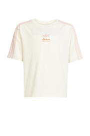 thumbnail: Wit, roze en oranje jongens en meisjes adidas Originals T-shirt van katoen met printopdruk, korte mouwen en ronde hals