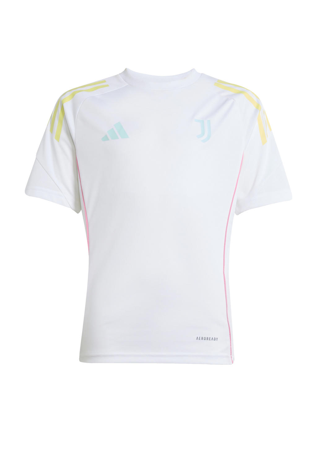 Witte jongens en meisjes adidas Performance junior Juventus voetbalshirt van polyester met korte mouwen en ronde hals