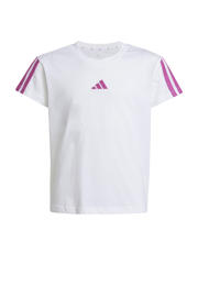 thumbnail: Wit en roze meisjes adidas Sportswear T-shirt van katoen met logo dessin, korte mouwen en ronde hals