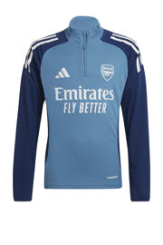 thumbnail: Blauwe jongens en meisjes adidas Performance junior Arsenal FC voetbalshirt van polyester met lange mouwen, opstaande kraag en halve rits