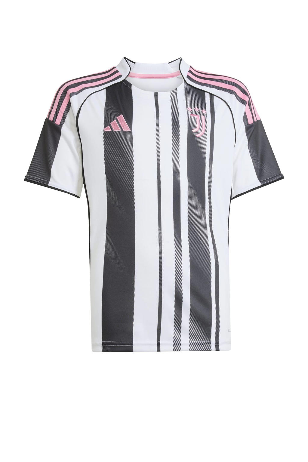 Wit en zwarte jongens en meisjes adidas Performance Junior Juventus voetbalshirt Thuis van polyester met korte mouwen en ronde hals