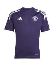 thumbnail: Donkerblauw en witte jongens en meisjes adidas Performance junior Manchester United voetbalshirt van polyester met korte mouwen en V-hals