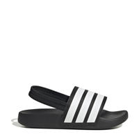 thumbnail: Zwart en witte jongens en meisjes adidas Sportswear Adilette Estrap badslippers met hielbandje van rubber met logo