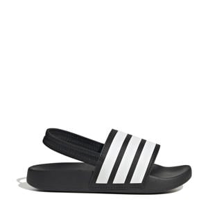 Adilette Estrap badslippers met hielbandje zwart/wit