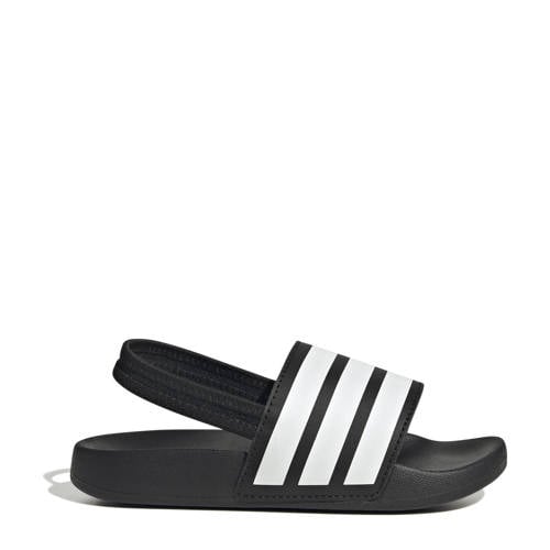 adidas Sportswear Adilette Estrap badslippers met hielbandje zwart/wit Jongens/Meisjes Rubber