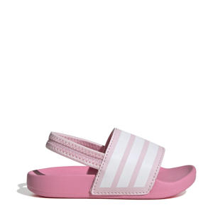Adilette Estrap  badslippers met hielbandje lichtroze/wit/roze