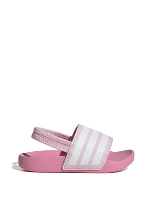 Adilette Estrap  badslippers met hielbandje lichtroze/wit/roze