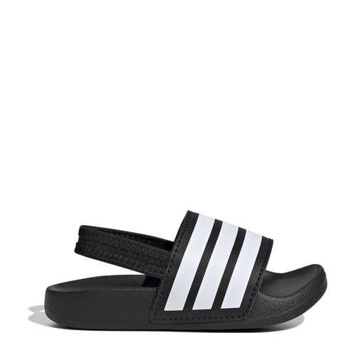 adidas Sportswear Adilette Estrap badslippers met hielbandje zwart/wit Jongens/Meisjes Rubber