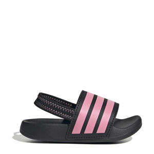 Adilette Estrap  badslippers met hielbandje zwart/roze