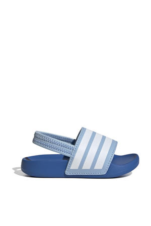 Adilette Estrap  badslippers met hielbandje lichtblauw/wit/blauw