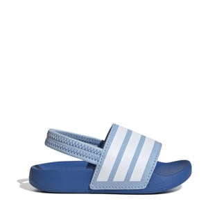 Adilette Estrap badslippers met hielbandje lichtblauw/wit/blauw