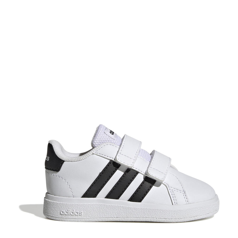 Wit en zwarte jongens en meisjes adidas Sportswear Grand Court 2.0 sneakers van imitatieleer/voering: mesh/voetbed: eva met klittenband