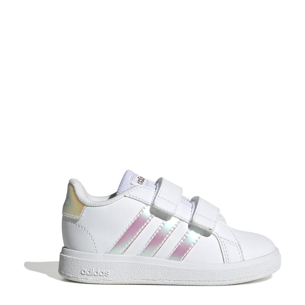 Wit, metallic en zilverkleurige jongens en meisjes adidas Sportswear sneakers van imitatieleer/voering: mesh/voetbed: eva met klittenband